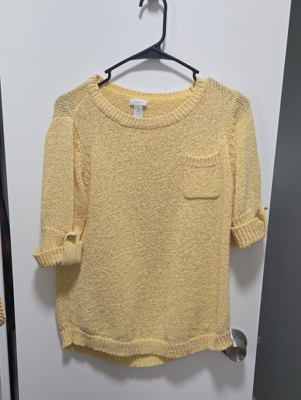 Chico's Soft Lemon Yellow Knit Scoop Neck Sweater
